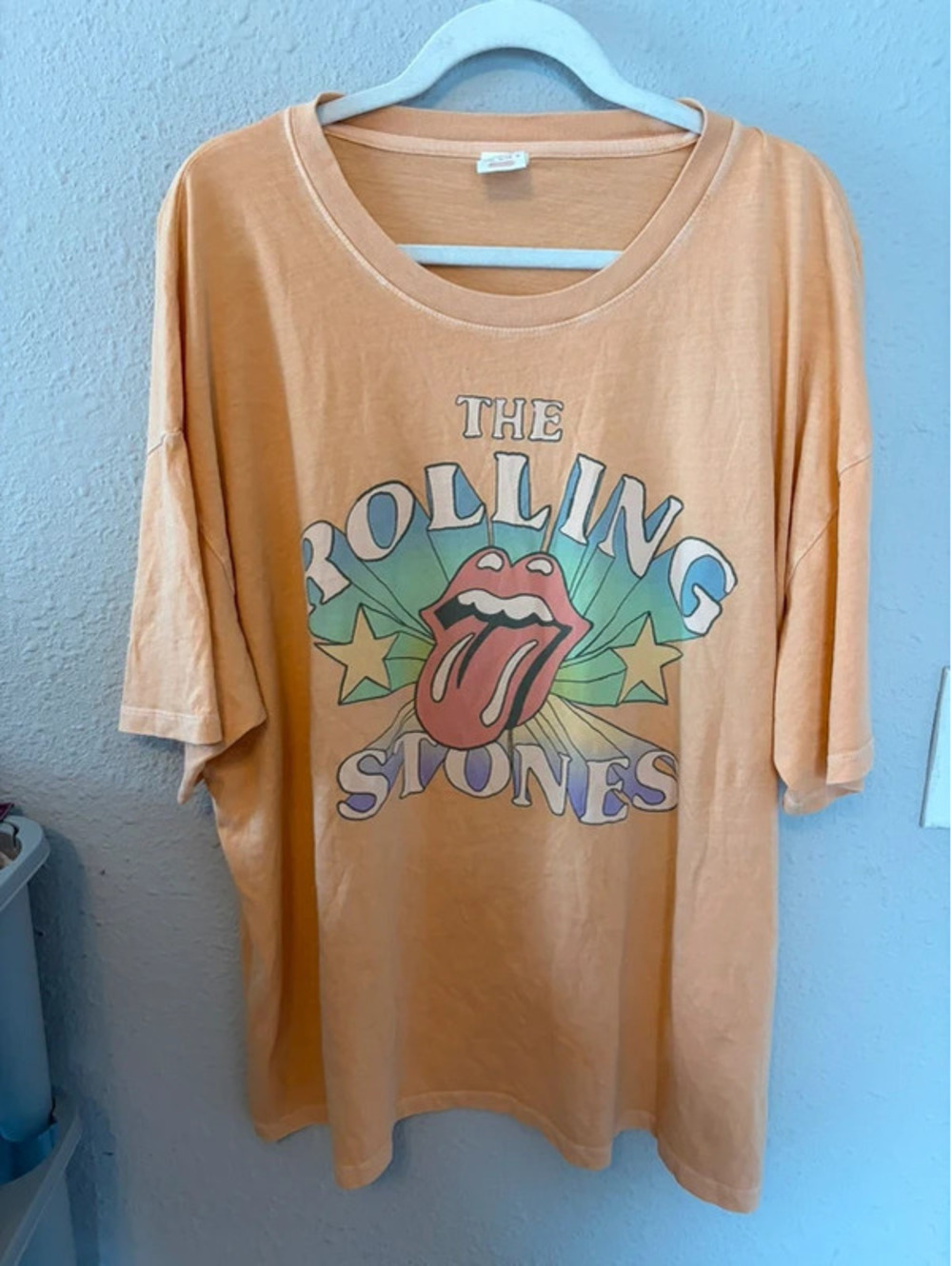 American Eagle Rolling Stones Orange Graphic Tee size L/XL oversized